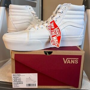 NEW VANS SK8-HI PLATFORM WHITE SNEAKERS SHOES HIGH TOP UNISEX WOMENS 8.5